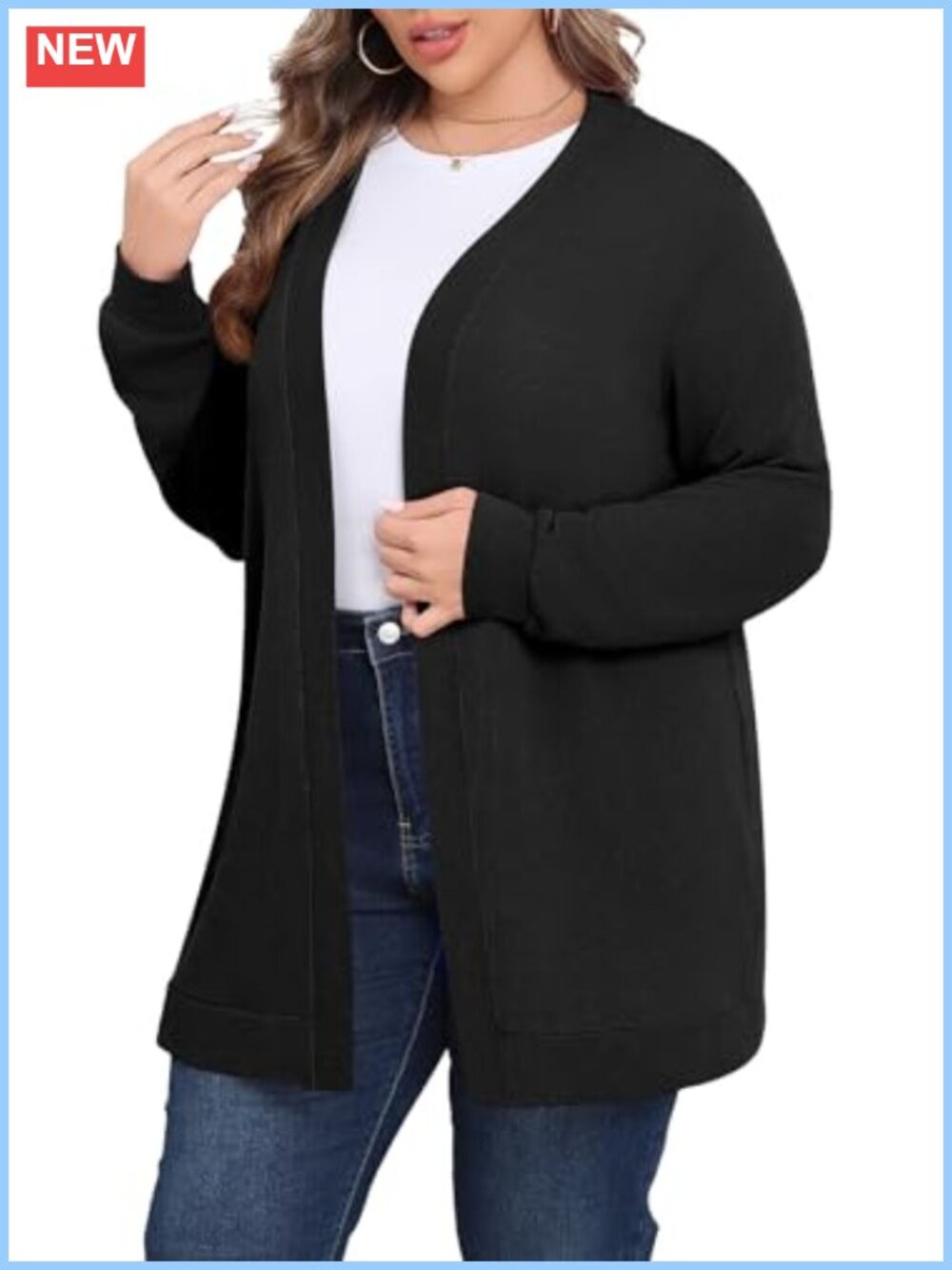 POSESHE Womens Plus Size Lightweight Knit Open Front Cardigan Sweater